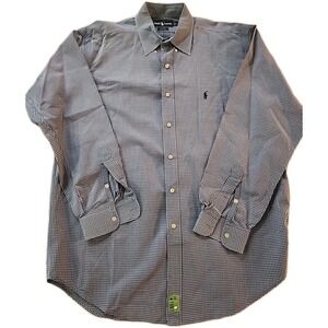 Ralph Lauren Blaire Blue White Plaid Long Sleeved Cotton Button Up/Down VGC LG
